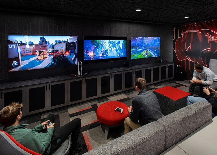 Sewickley Academy Esports Suite interior with gaming tvs on the wall