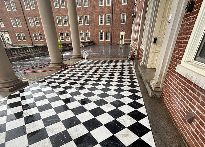 Checkered Floor of the North Portico Restoration for the National Emergency Training Center